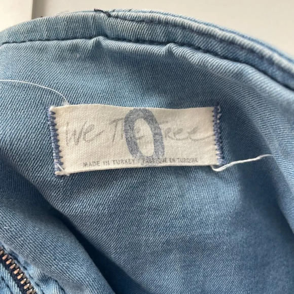 Free People Highlands A-line Blue  Denim Fringe Flounce Mini Skirt Size 0 - Picture 6 of 7